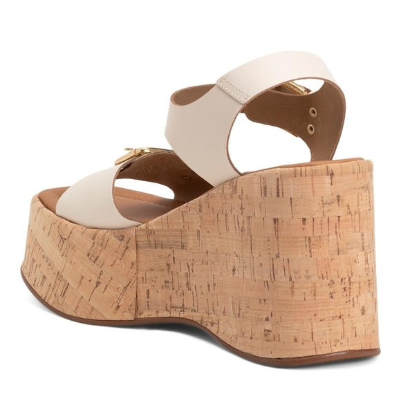 🔹️ Steve Madden🔹️ BONE River Platform Heels with Cork Wedges Size 8 - Picture 3 of 4